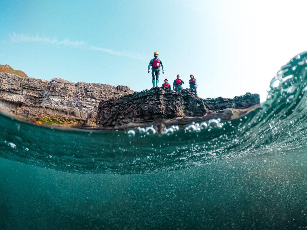 Coasteering Dome half underwater half above